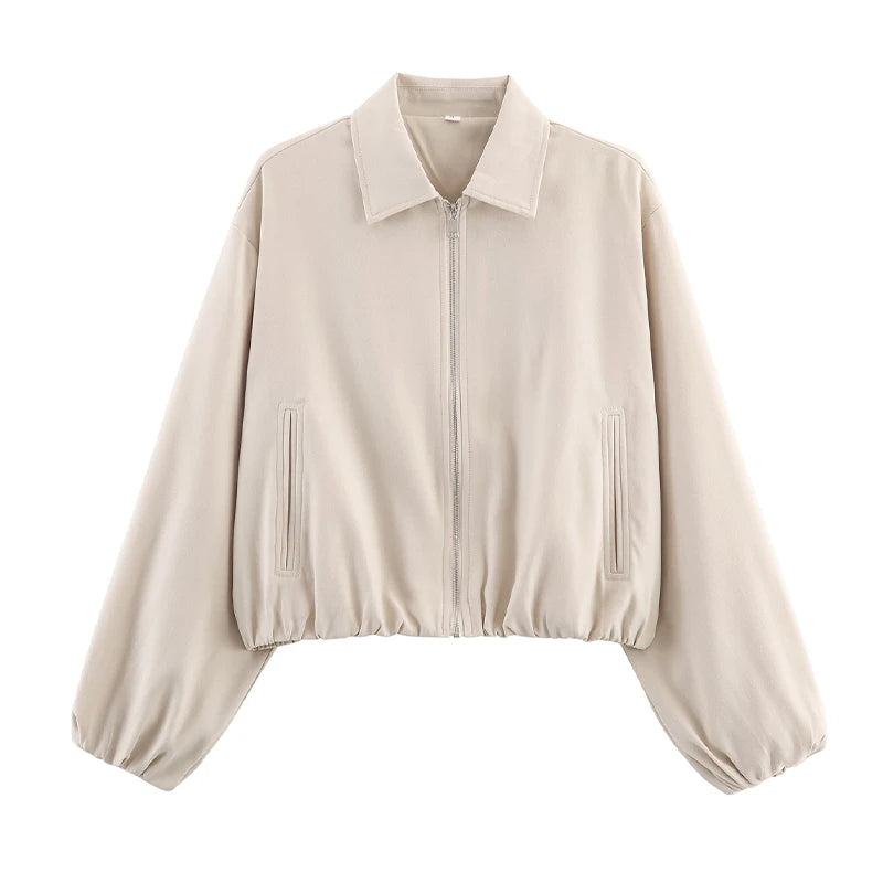 SLTNX Women's Bomber Jacket Zip Puffed Varsity Jackets for Women Cropped