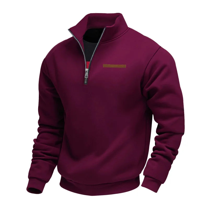 American autumn and winter heavy fleece long-sleeved men's sweater half zipper