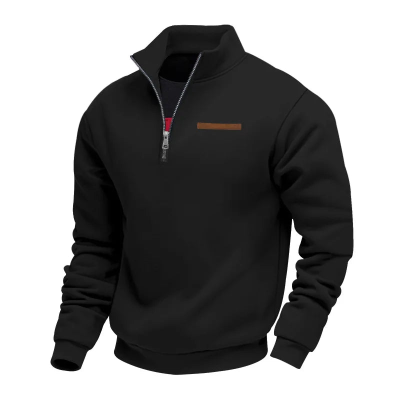 American autumn and winter heavy fleece long-sleeved men's sweater half zipper