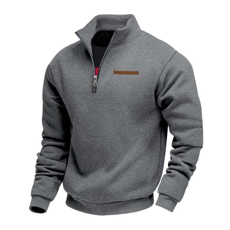 American autumn and winter heavy fleece long-sleeved men's sweater half zipper