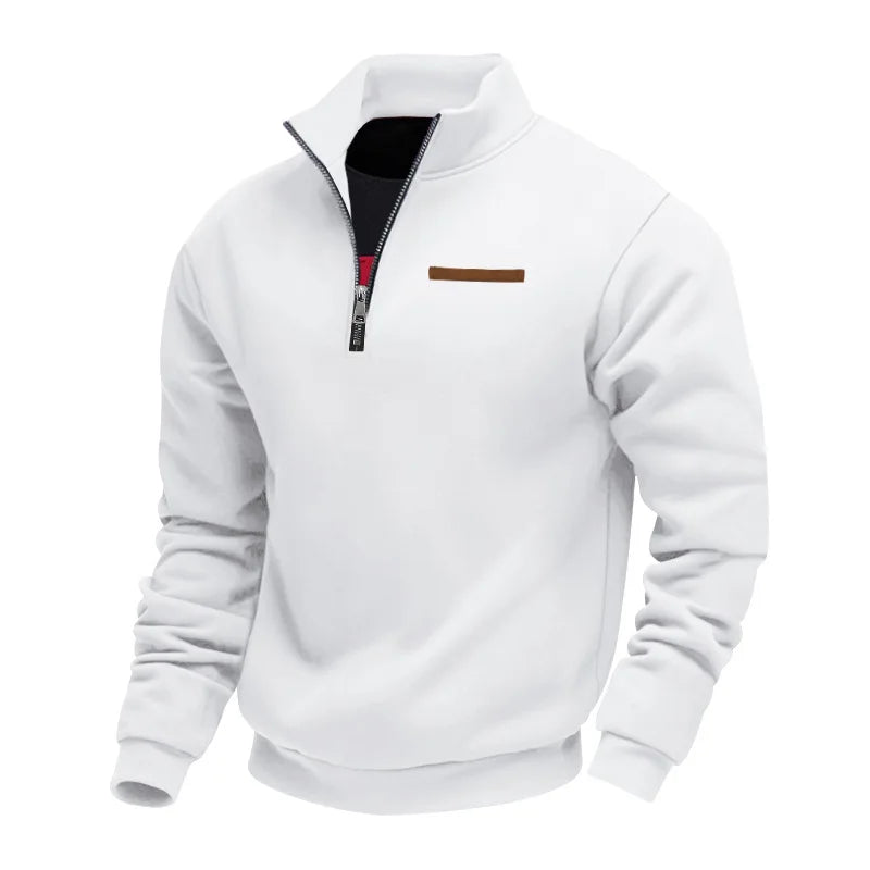 American autumn and winter heavy fleece long-sleeved men's sweater half zipper