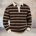 Tailored Turn-Down Collar Shirt – Men's Long Sleeve Button Up with Thin Stripe Accents for Work Meetings & Versatile Wear