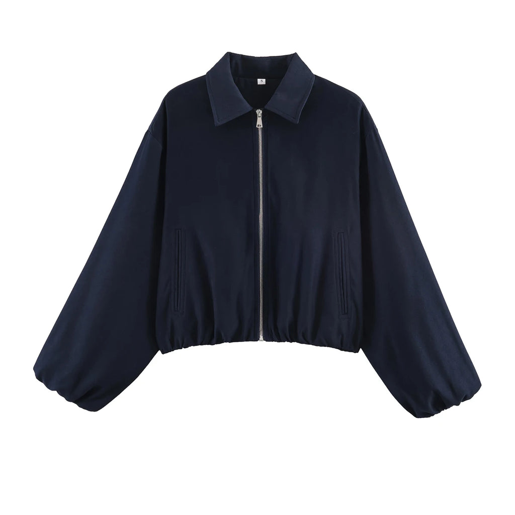 SLTNX Women's Bomber Jacket Zip Puffed Varsity Jackets for Women Cropped